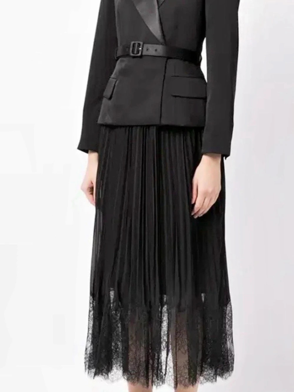 Self-Portrait Tailored Blazer Satin Midi Dress Black US 0 TAILORED BOUCLÉ AND ch